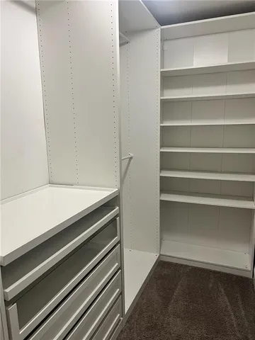 a close up view of closet