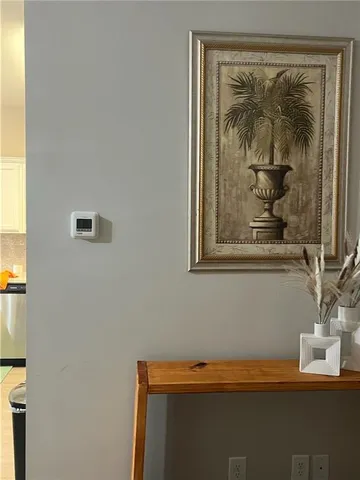 a view of a small space with a window