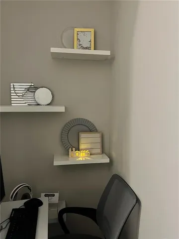 a view of workspace with a chair