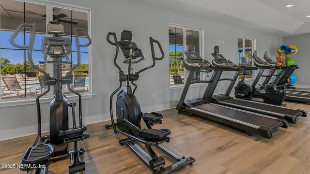 a view of a room with gym equipment