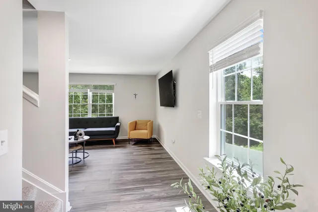 a living room with furniture windows and wooden floor
