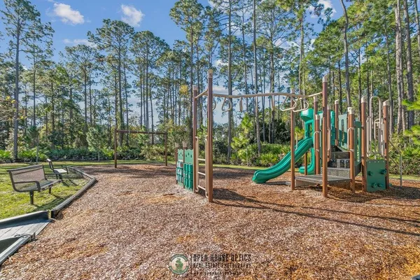 a view of a park with swings