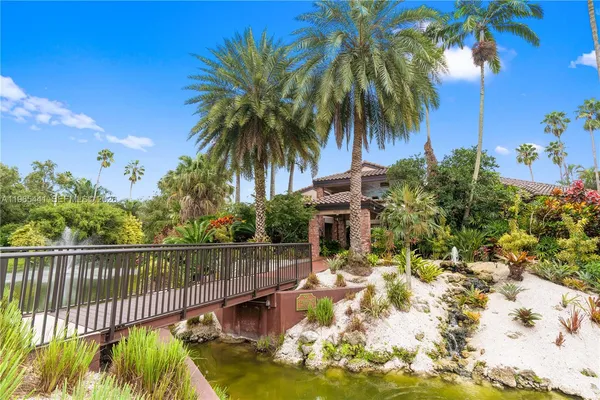 a view of a swimming pool with an outdoor space