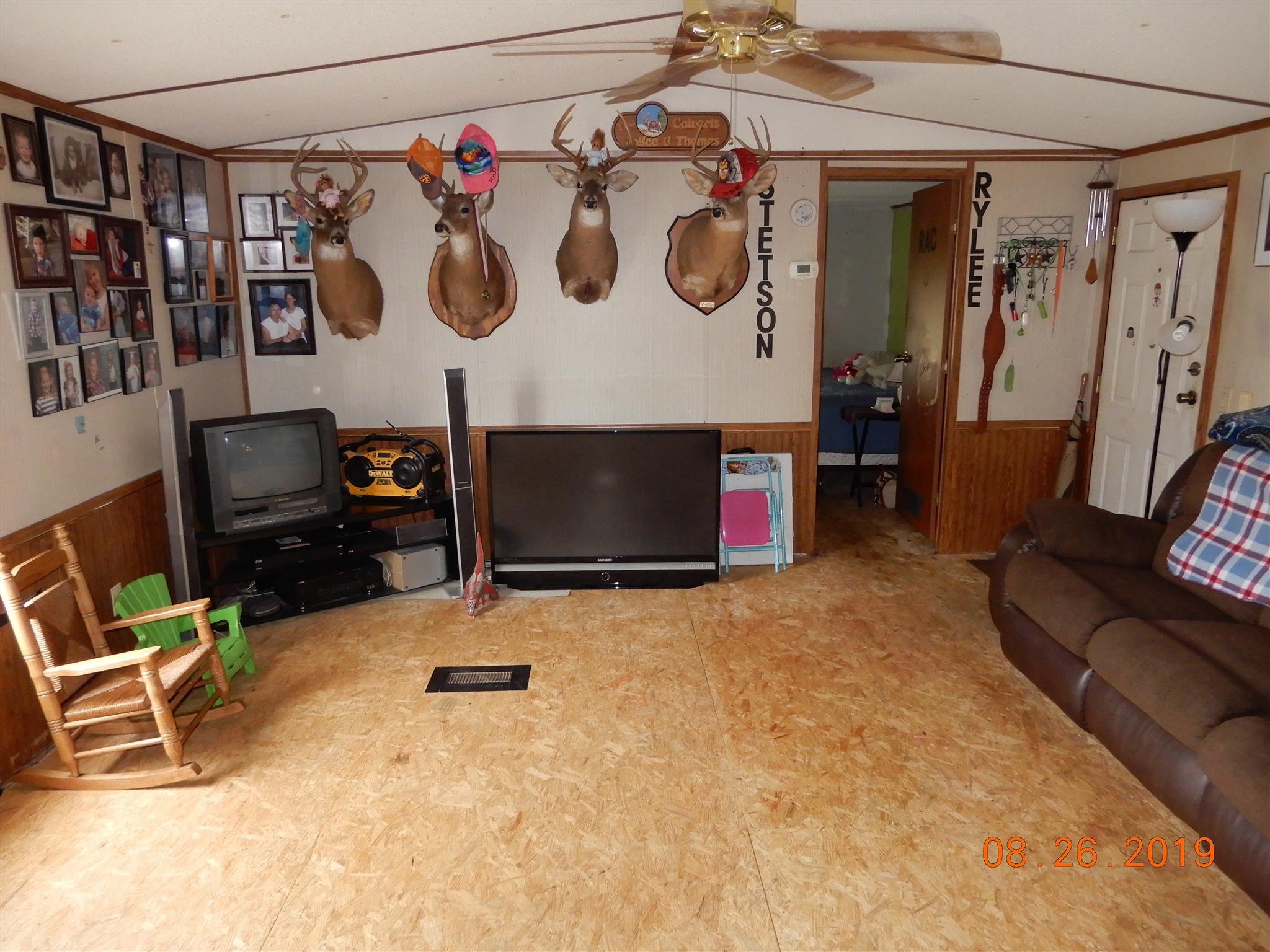 Living room - Deer on wall came from the property