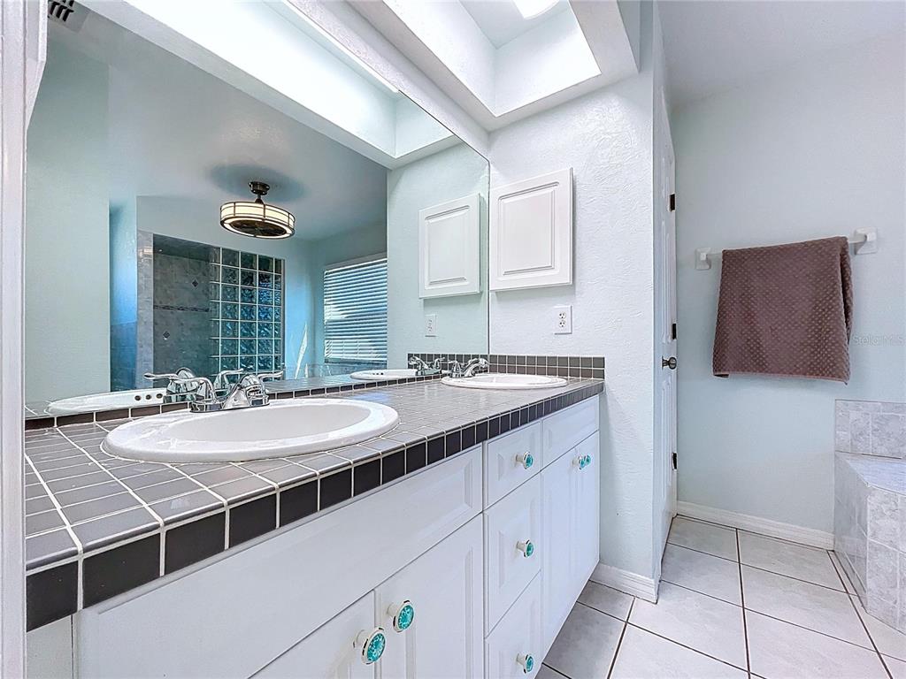 10655 Lakeview Drive New Port Richey, FL 34654 - Photo 39 of 83 a spacious bathroom with a granite countertop sink and a mirror