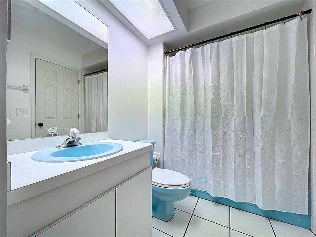 10655 Lakeview Drive New Port Richey, FL 34654 - Photo 51 of 83 a bathroom with a sink a toilet and shower curtain