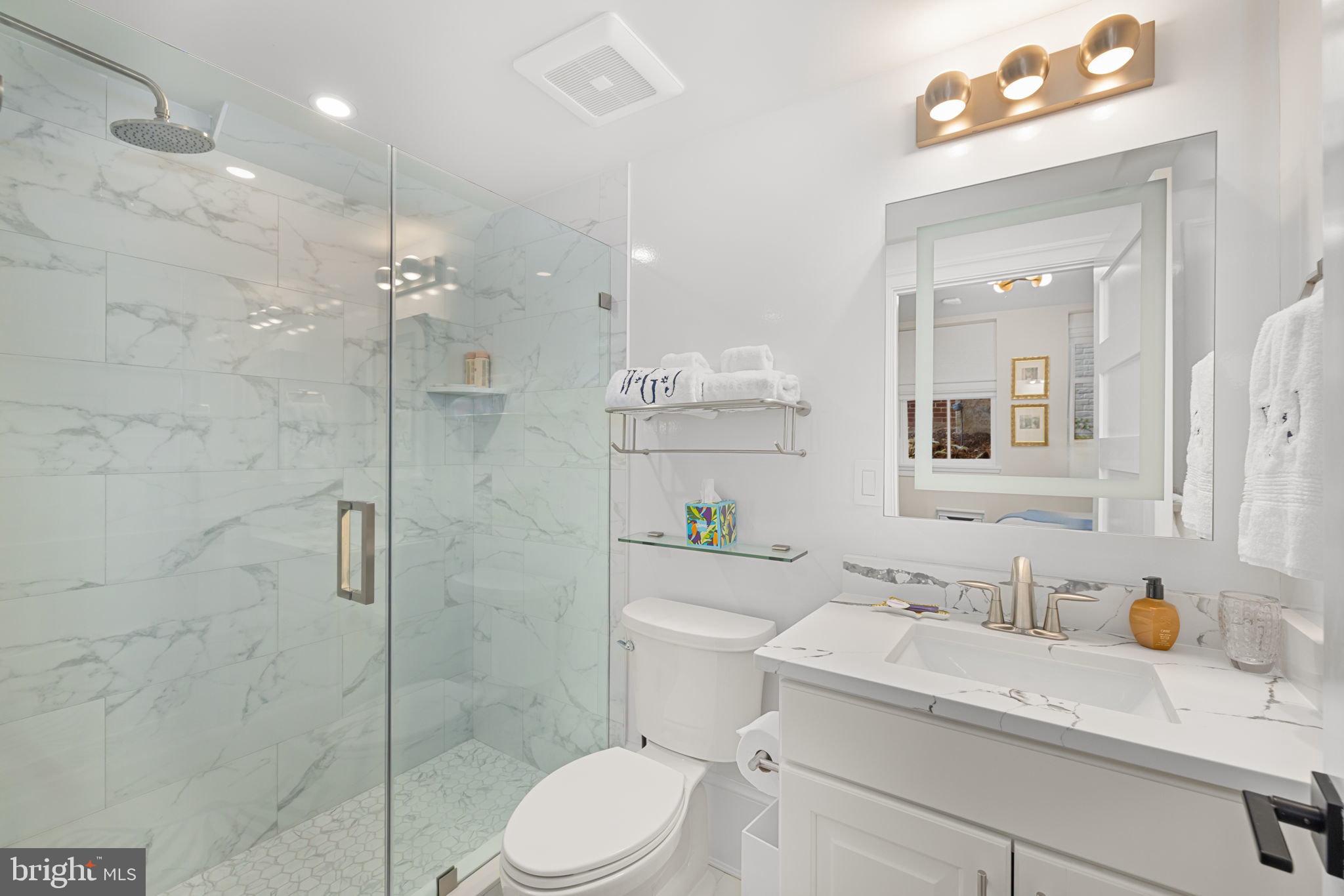 1305 30th Street Northwest, Unit 106 Washington, DC 20007 - Photo 8 of 14 a bathroom with a sink a toilet and shower