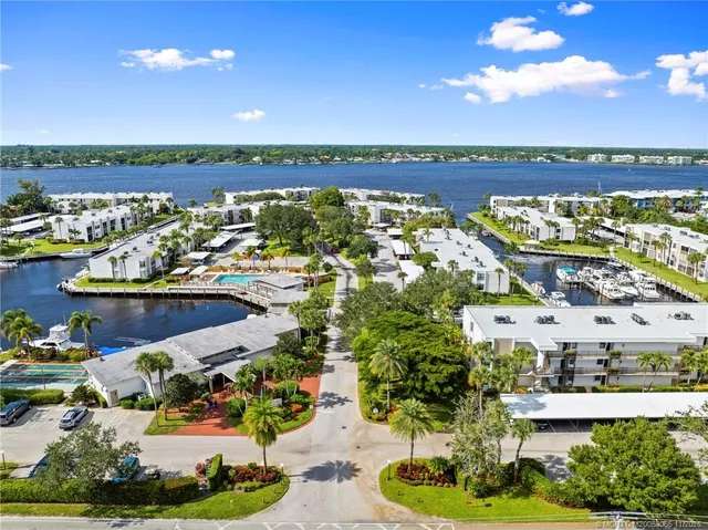 a view of a park with swings
