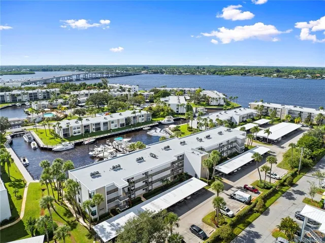 an aerial view of a house with a garden
