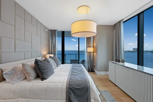 a view of a lake and a yard