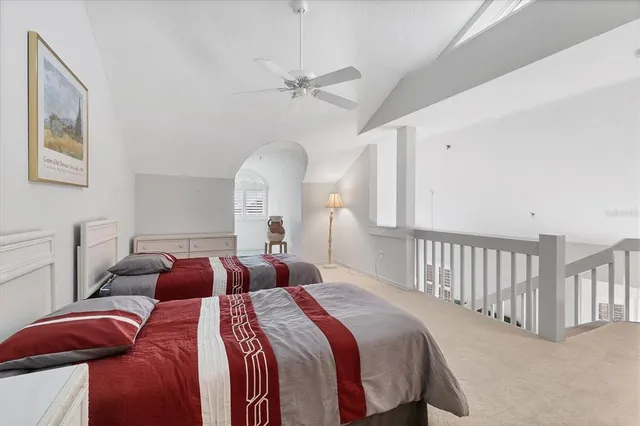 a view of a building with sitting area