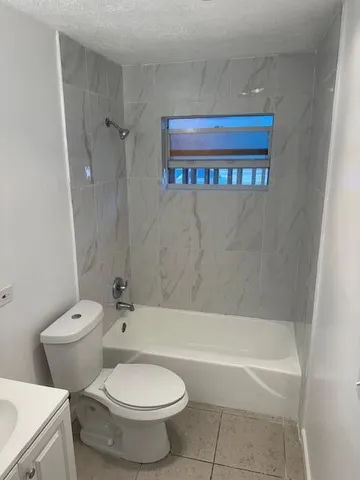 a bathroom with a bathtub