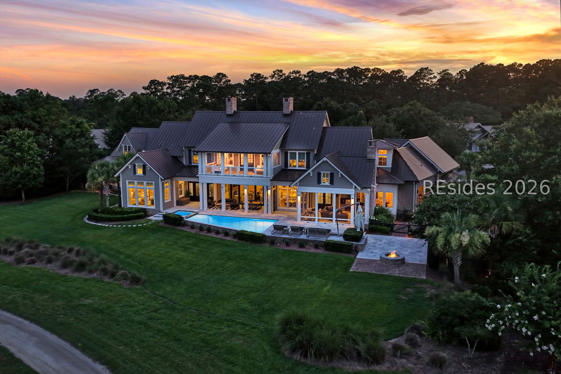 8 Anson Park Road East Bluffton, SC 29910 - Photo 96 of 100 Aerial evening - rear exterior
