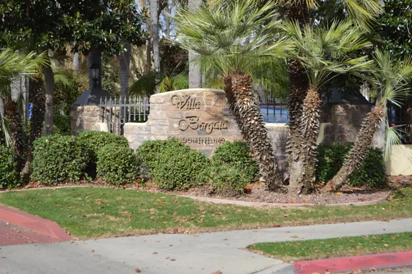 an outdoor view of a building with trees