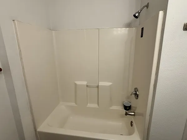 a bathroom with a bathtub