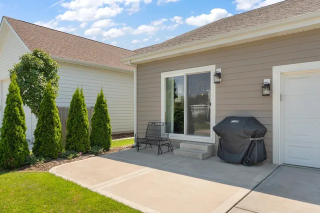 a building outdoor space with furniture and garden
