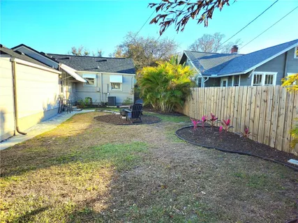 a view of a terrace with a bench