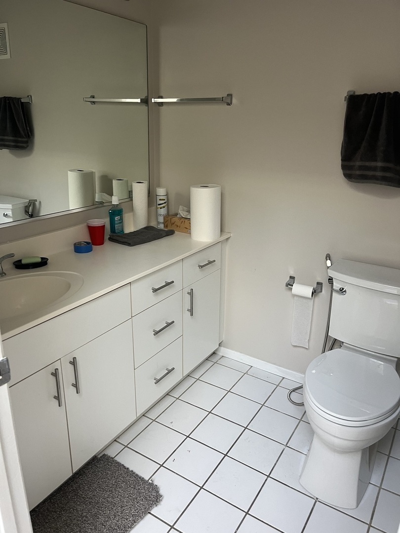 501 Kelburn Road Deerfield, IL 60015 - Photo 13 of 15 a bathroom with a toilet a sink and a mirror