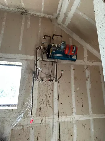 a view of balcony with wooden floor