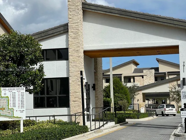 a front view of a building with street view