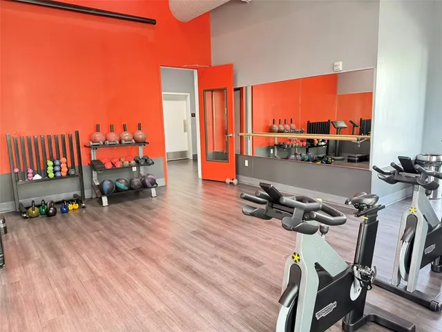 a view of a room with gym equipment