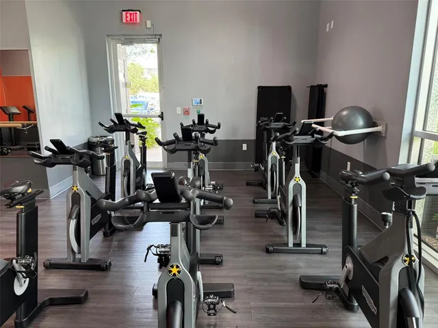 a view of a room with gym equipment