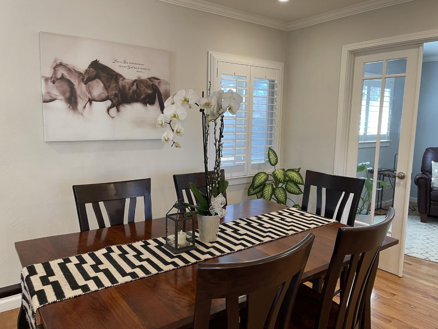 1470 Ridgeley Drive Campbell, CA 95008 - Photo 7 of 12 a view of a dining room with furniture a rug and wooden floor