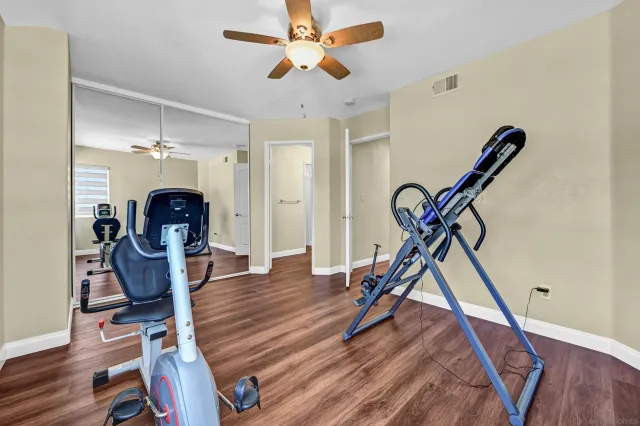 a view of a room with gym equipment