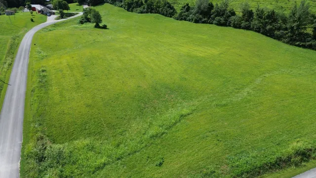 a view of a green field with clear sky