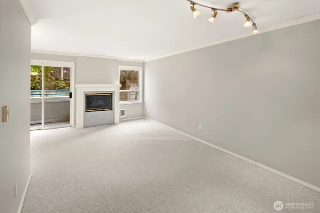 a view of a lake and a yard