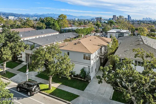 an aerial view of residential house with outdoor space