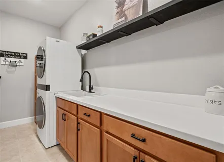 an aerial view of a house with a garden