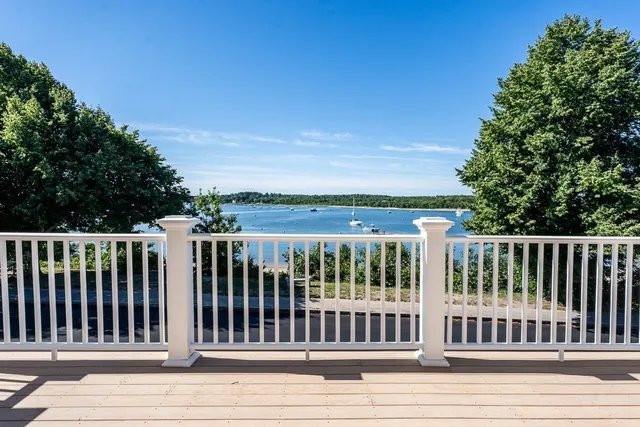 a view of a wooden roof deck