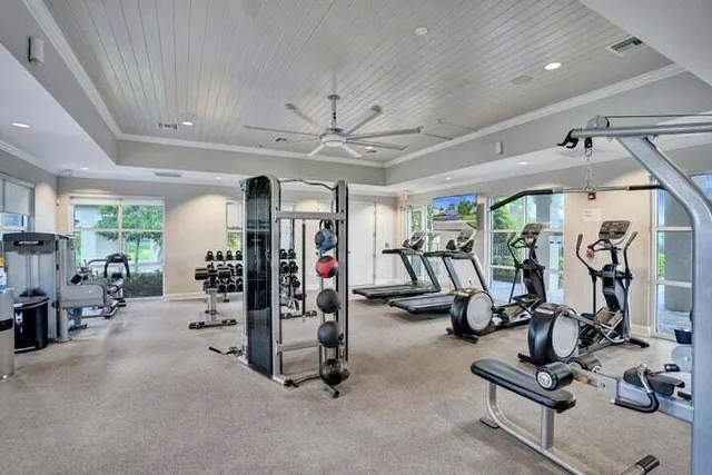 a view of a room with gym equipment