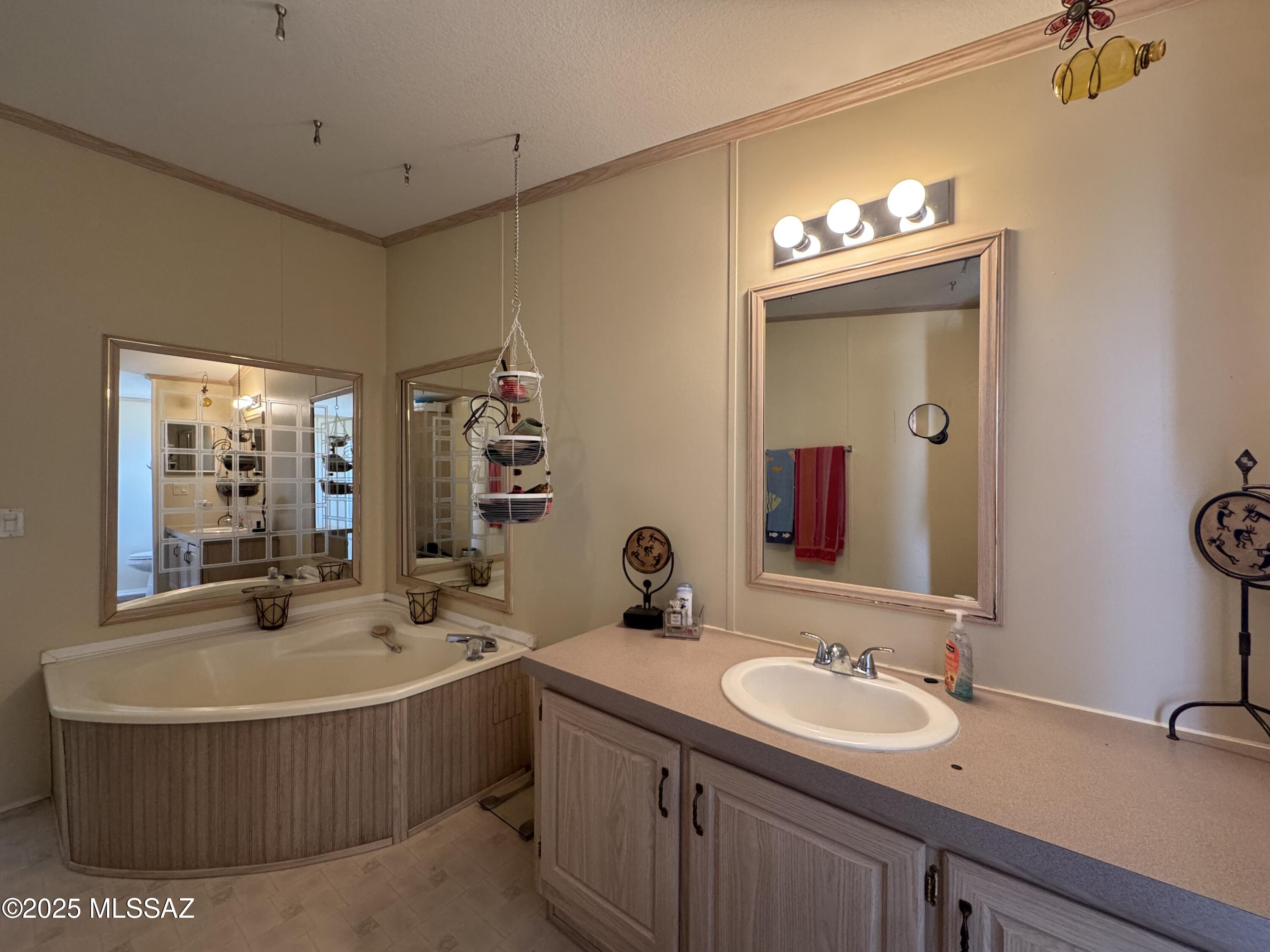 12440 South Coleman Road Tucson, AZ 85735 - Photo 31 of 45 a bathroom with a tub sink and mirror