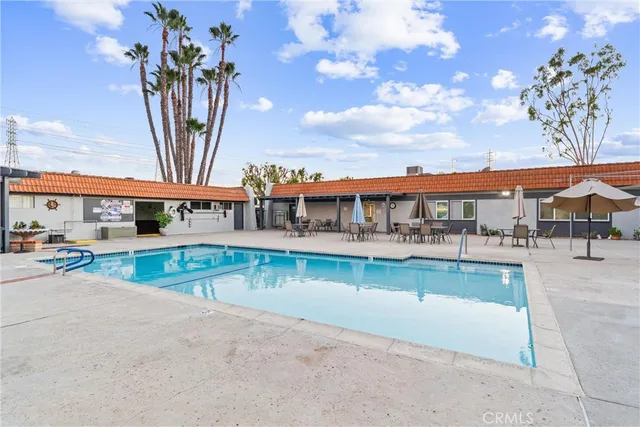 an outdoor view with patio