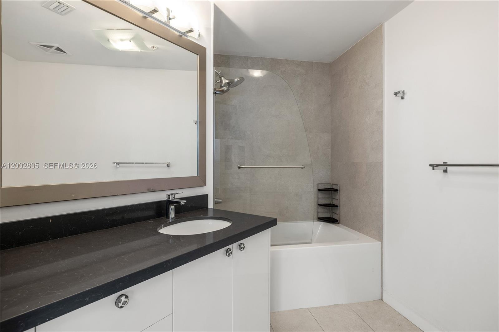 60 Southwest 13th Street, Unit 1124 Miami, FL 33130 - Photo 17 of 30 a bathroom with a sink and a mirror
