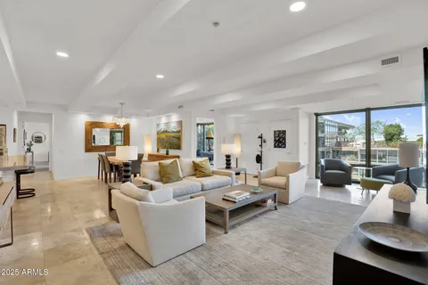 a white and white photo of a living room