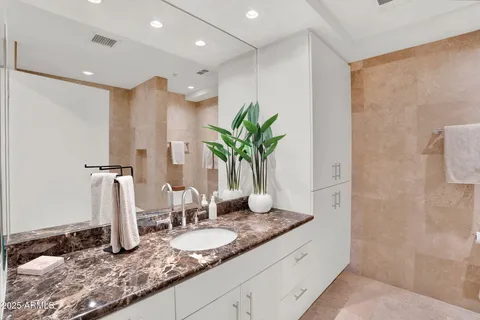 a close view of sink and mirror