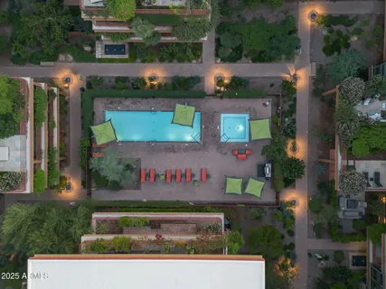 a view of a backyard with plants and tree