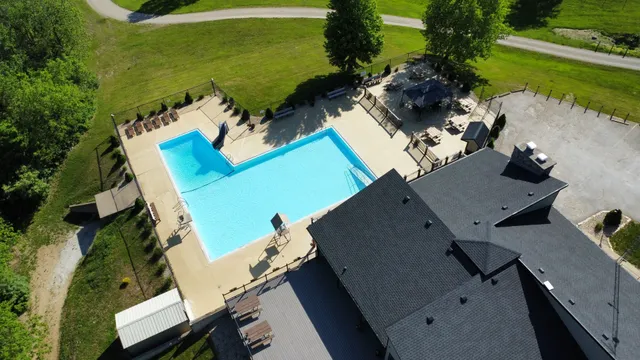 a view of a lake with a yard