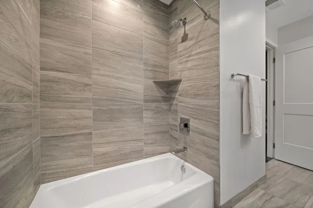 a bathroom with a bathtub