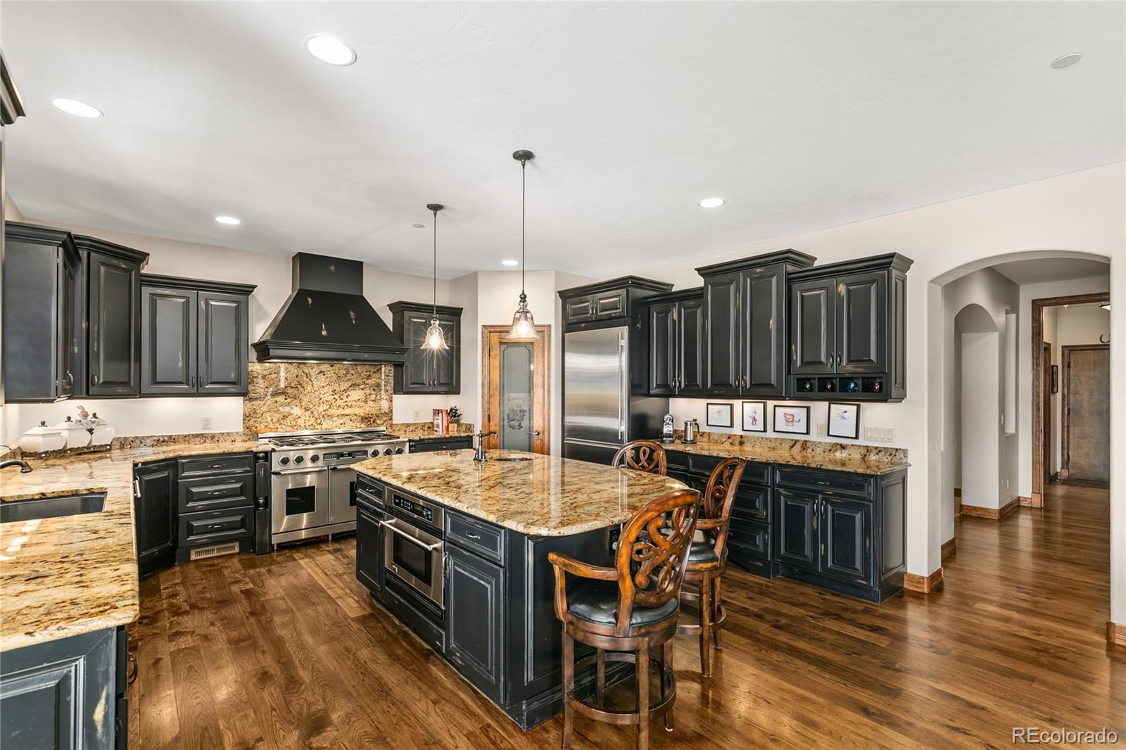 1295 Buffalo Ridge Road Castle Pines, CO 80108 - Photo 9 of 29 a kitchen with stainless steel appliances granite countertop a stove and a sink