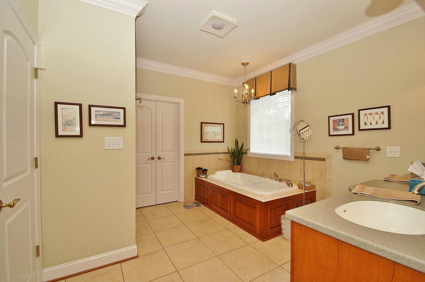 2865 New Ridge Road Elliston, VA 24087 - Photo 36 of 94 a spacious bathroom with a double vanity sink and a mirror