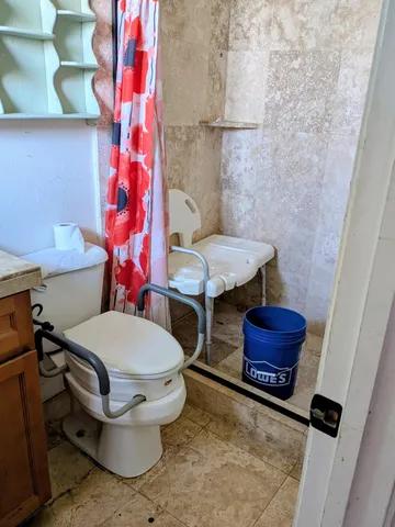 a room with a table and a chair