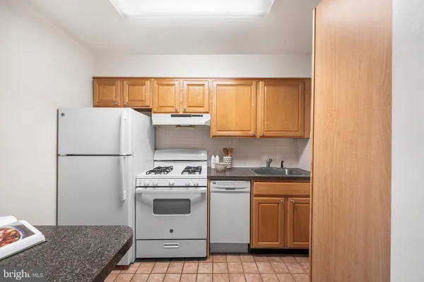 a kitchen with a refrigerator a stove a sink and cabinets