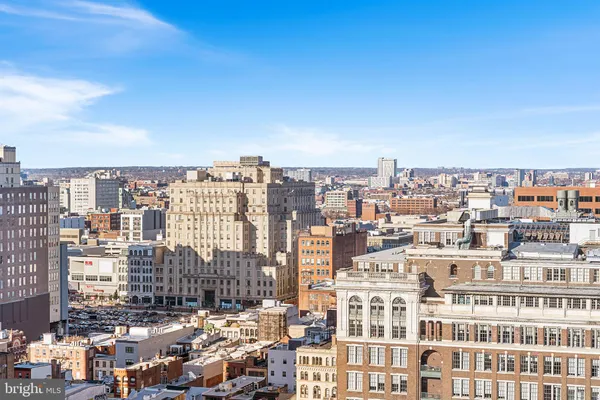 a view of a city that has tall buildings