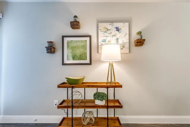 a lamp on a table in a room