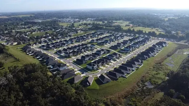 an aerial view of multiple house