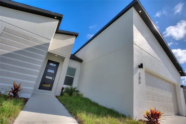 a house view with a backyard